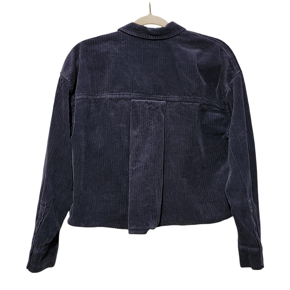 MADEWELL Variegated Corduroy Button Up Shirt Womens Medium Blue Oversized Casual - Picture 6 of 9